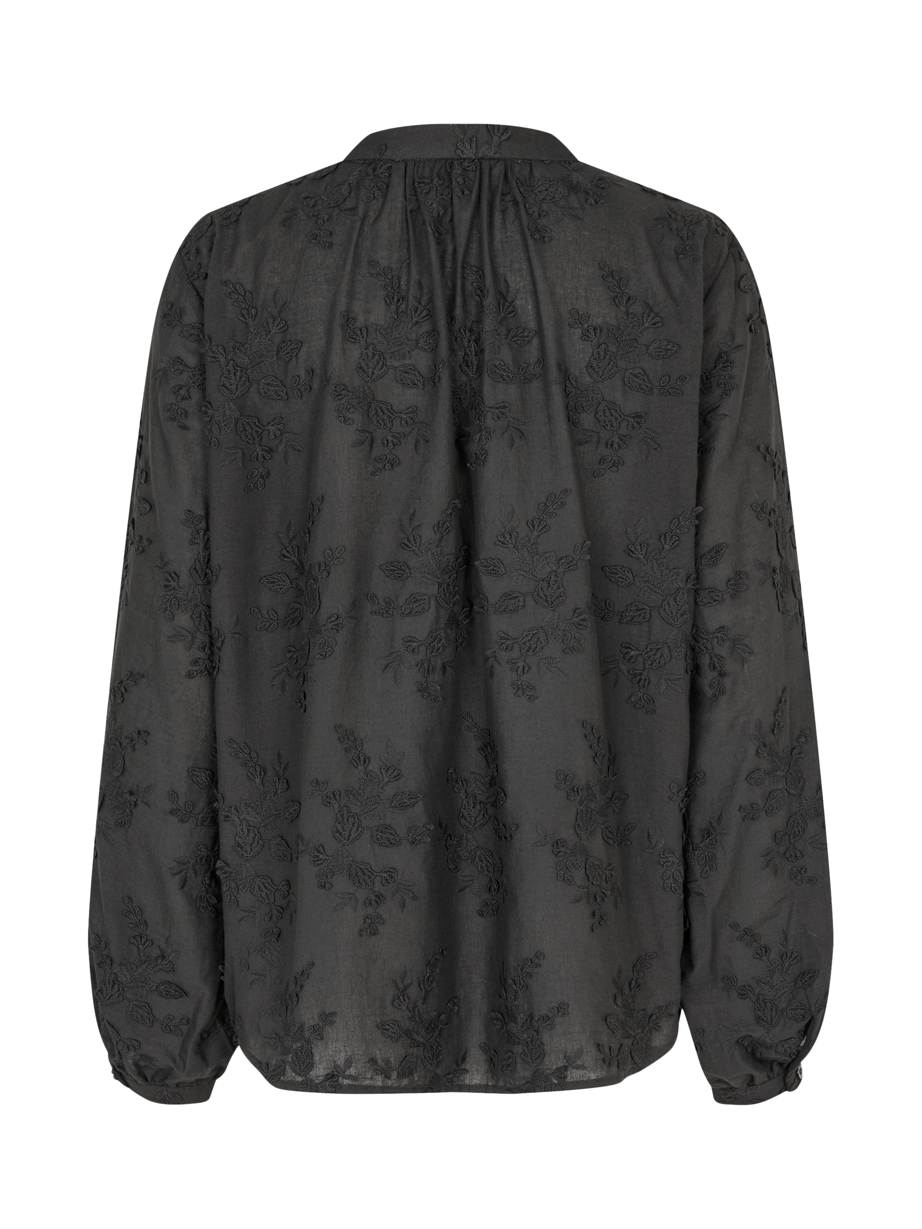 Product image 4 of 5, which shows Second Female Cavan Textured Floral Organic Cotton Shirt, Black, XS