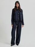 Second Female Columbus Contrast Stitch Jeans, Dark Blue