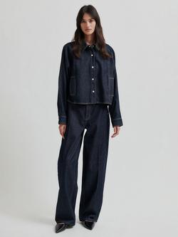 Second Female Columbus Contrast Stitch Jeans, Dark Blue, Dark Blue