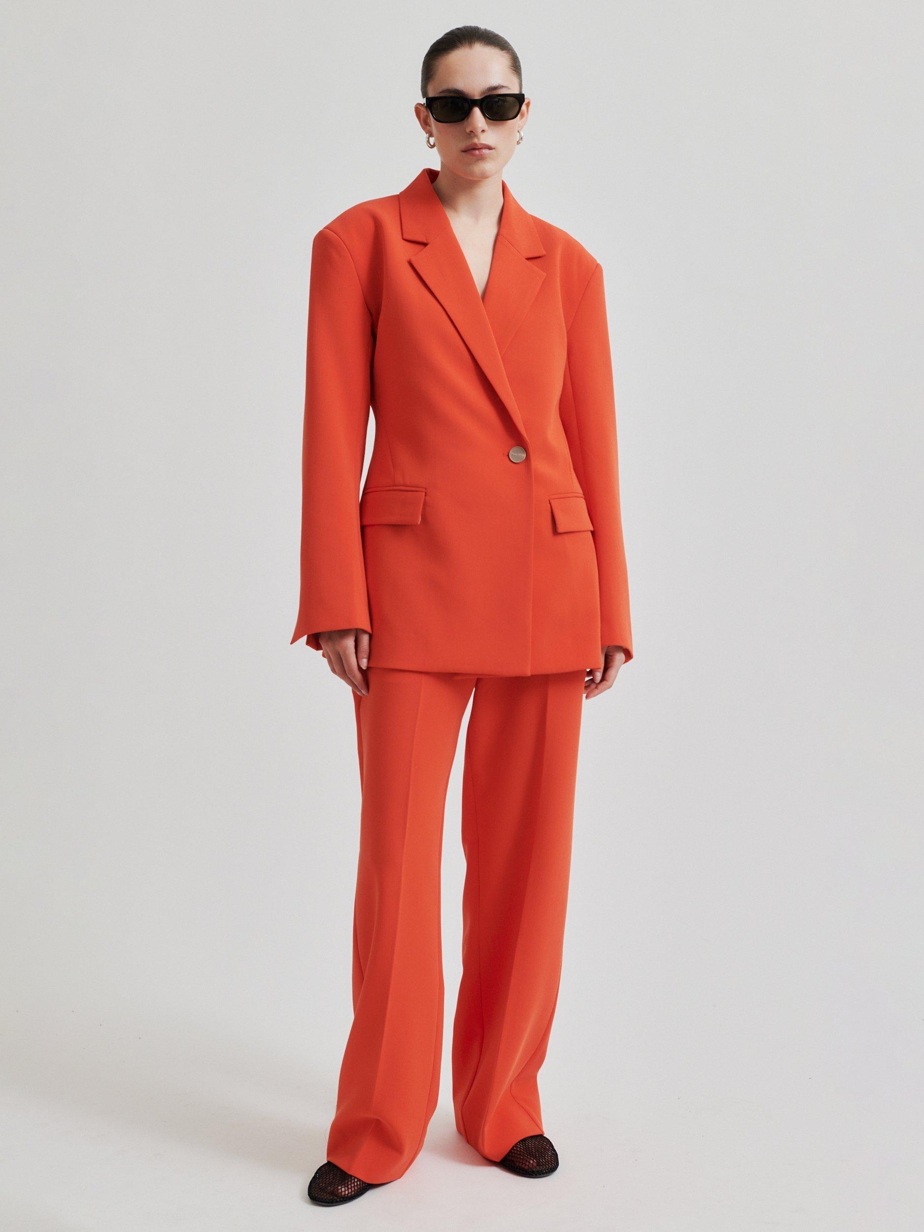 Product image 1 of 5, which shows Second Female Evie Tailored Trousers, Orange, XS