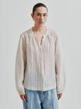 Second Female Esters Stripe Neck Tie Top, White