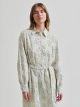 Second Female Claud Pure Organic Cotton Floral Dress, Natural/Blue