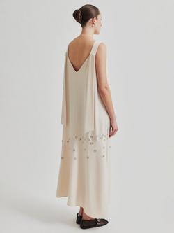 Second Female Franky Eyelets Drape Dress, White - view 2, White