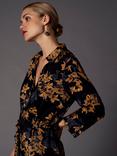 KAFFE Milana Floral Shirt Dress, Black Deep