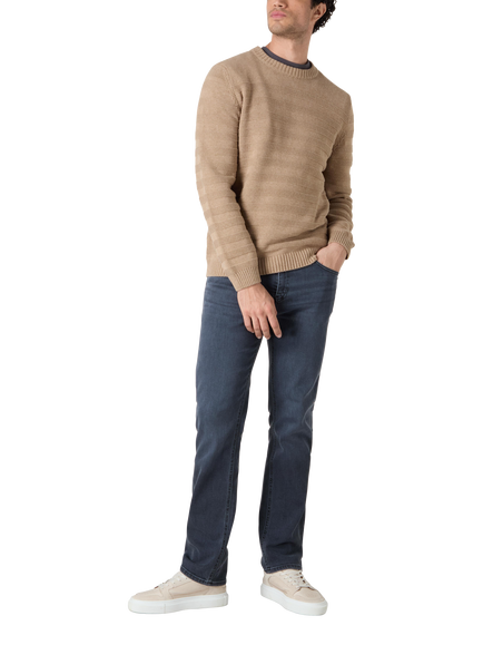 Oliver Sweeney Whitworth Textured Knitted Stripe Jumper - view 2, Camel