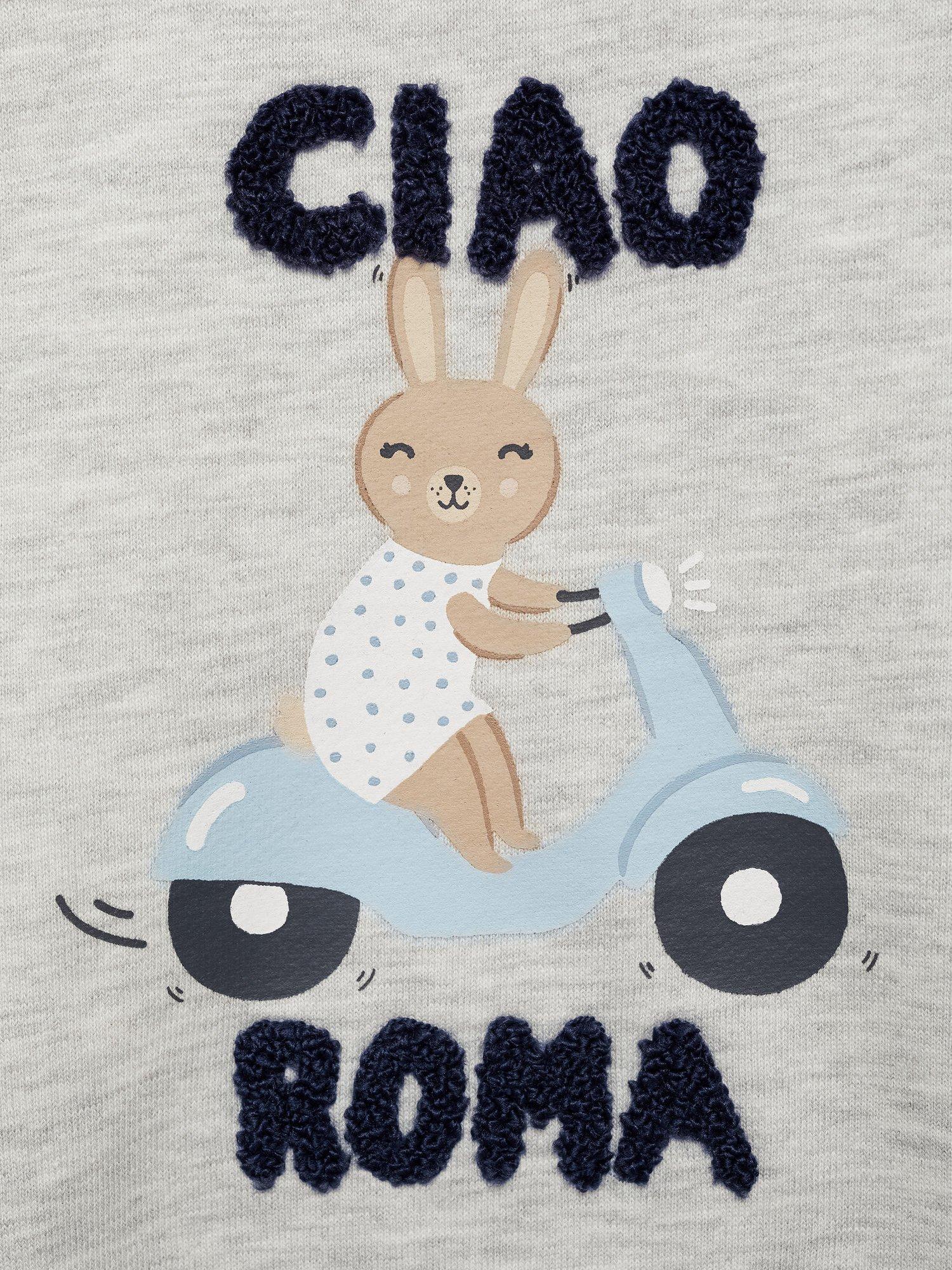 Product image 6 of 6, which shows Mango Kids' Ciao Roma Sweatshirt, Pastel Grey, 9-12 months