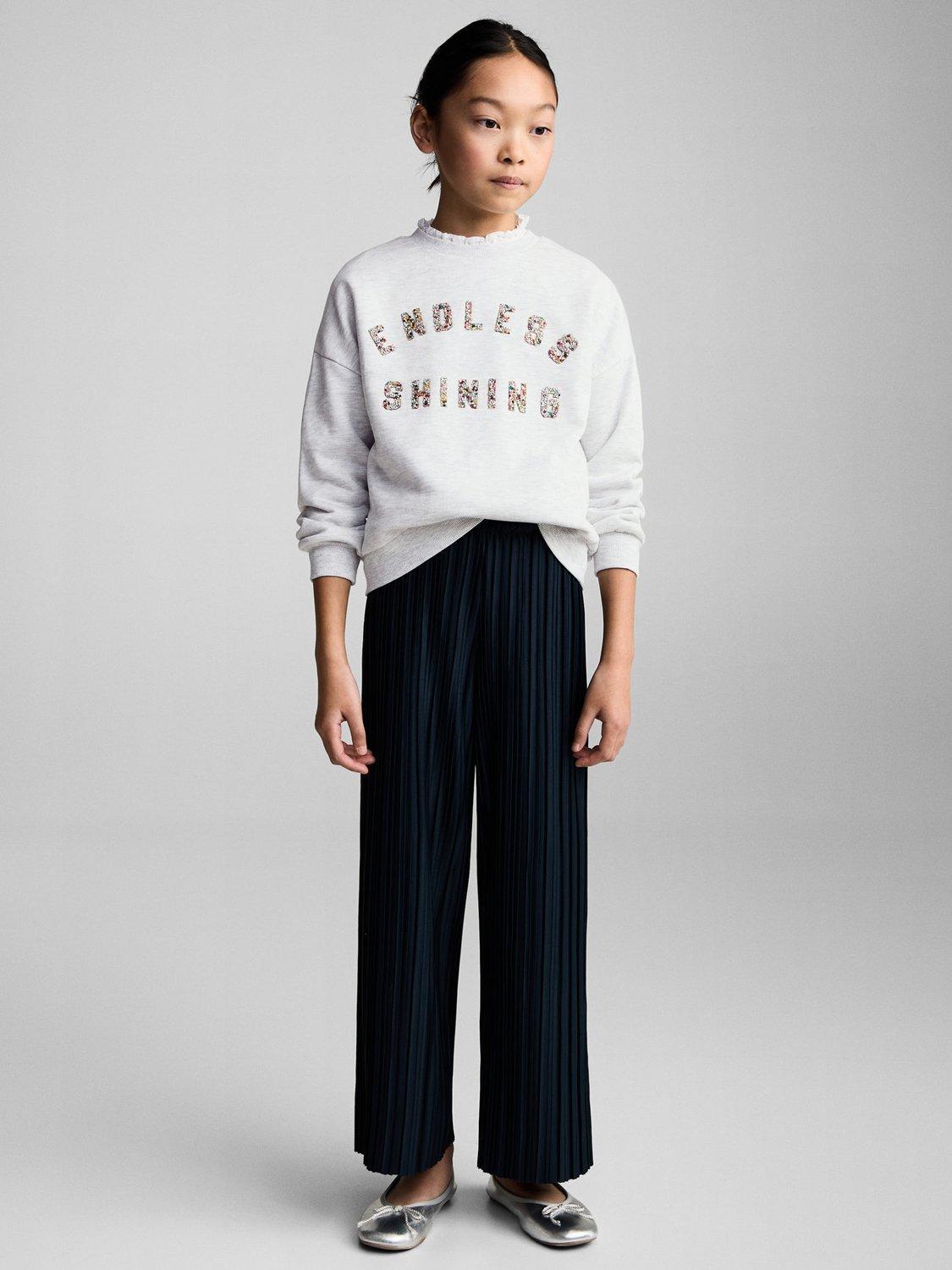 Product image 1 of 6, which shows Mango Kids' Endless Shining Sweatshirt, Pastel Grey, 11-12 years