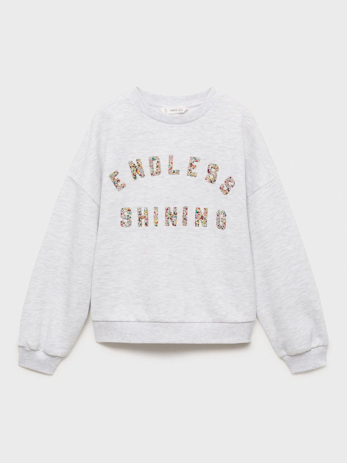 Product image 3 of 6, which shows Mango Kids' Endless Shining Sweatshirt, Pastel Grey, 11-12 years