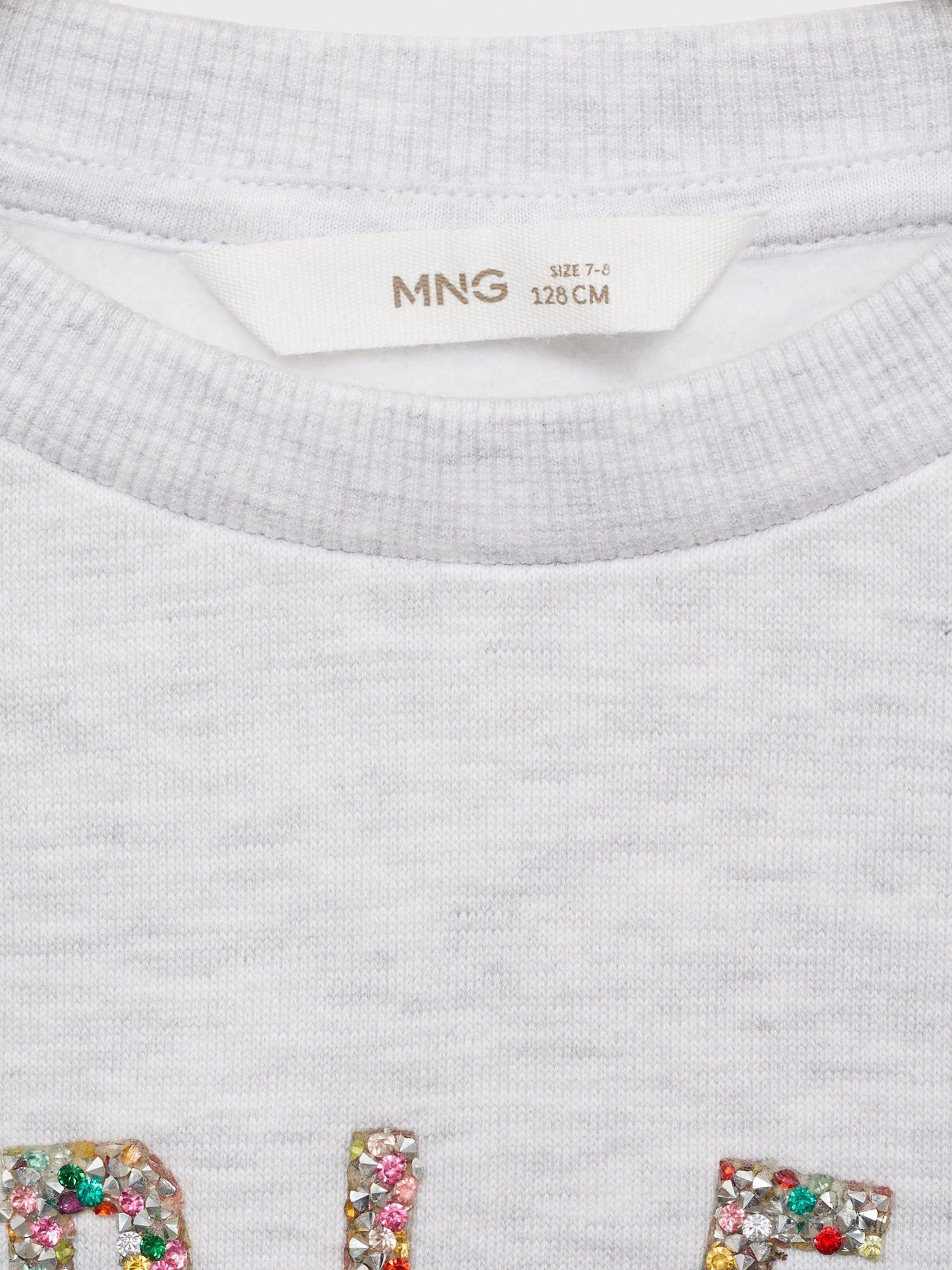 Product image 5 of 6, which shows Mango Kids' Endless Shining Sweatshirt, Pastel Grey, 11-12 years