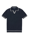 Oliver Sweeney Garras Riviera Tipped Organic Cotton Shirt, Navy/Ecru