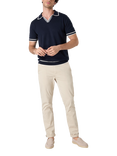 Oliver Sweeney Garras Riviera Tipped Organic Cotton Shirt, Navy/Ecru
