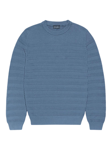 Oliver Sweeney Whitworth Textured Knitted Stripe Jumper, Mid Blue