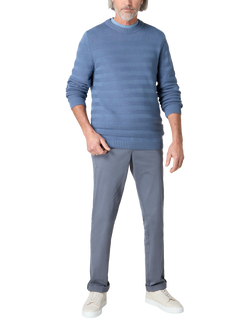 Oliver Sweeney Whitworth Textured Knitted Stripe Jumper - view 2, Mid Blue