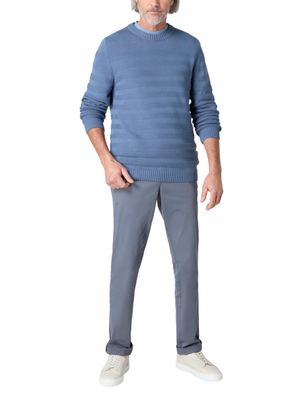 Oliver Sweeney Whitworth Textured Knitted Stripe Jumper - view 2, Mid Blue