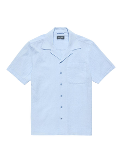 Oliver Sweeney Ravenshead Cotton Seersucker Short Sleeve Shirt, Light Blue
