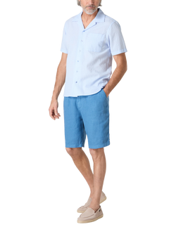 Oliver Sweeney Ravenshead Cotton Seersucker Short Sleeve Shirt - view 2, Light Blue