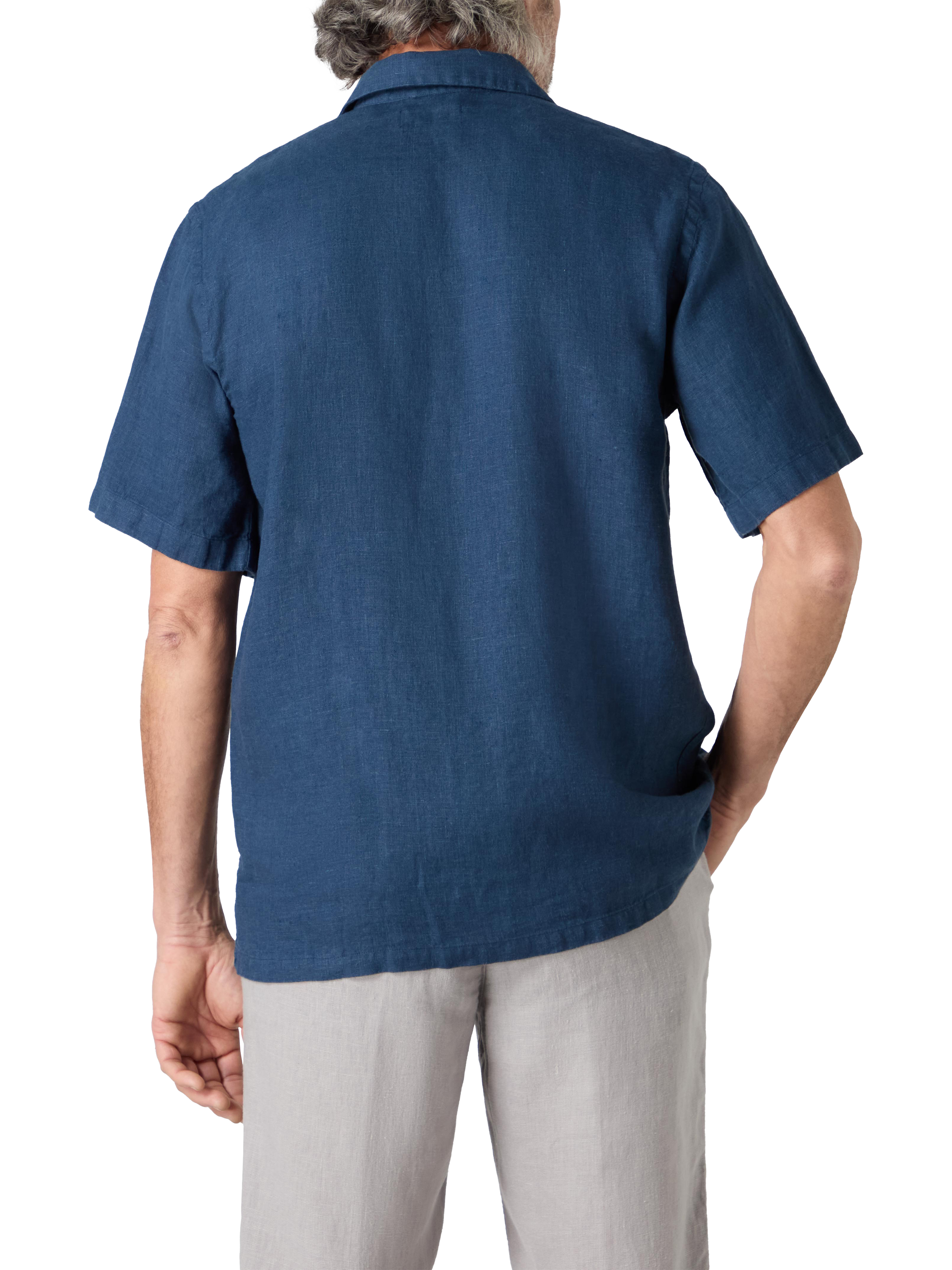 Product image 3 of 4, which shows Oliver Sweeney Somerton Linen Short Sleeve Shirt, Navy, S