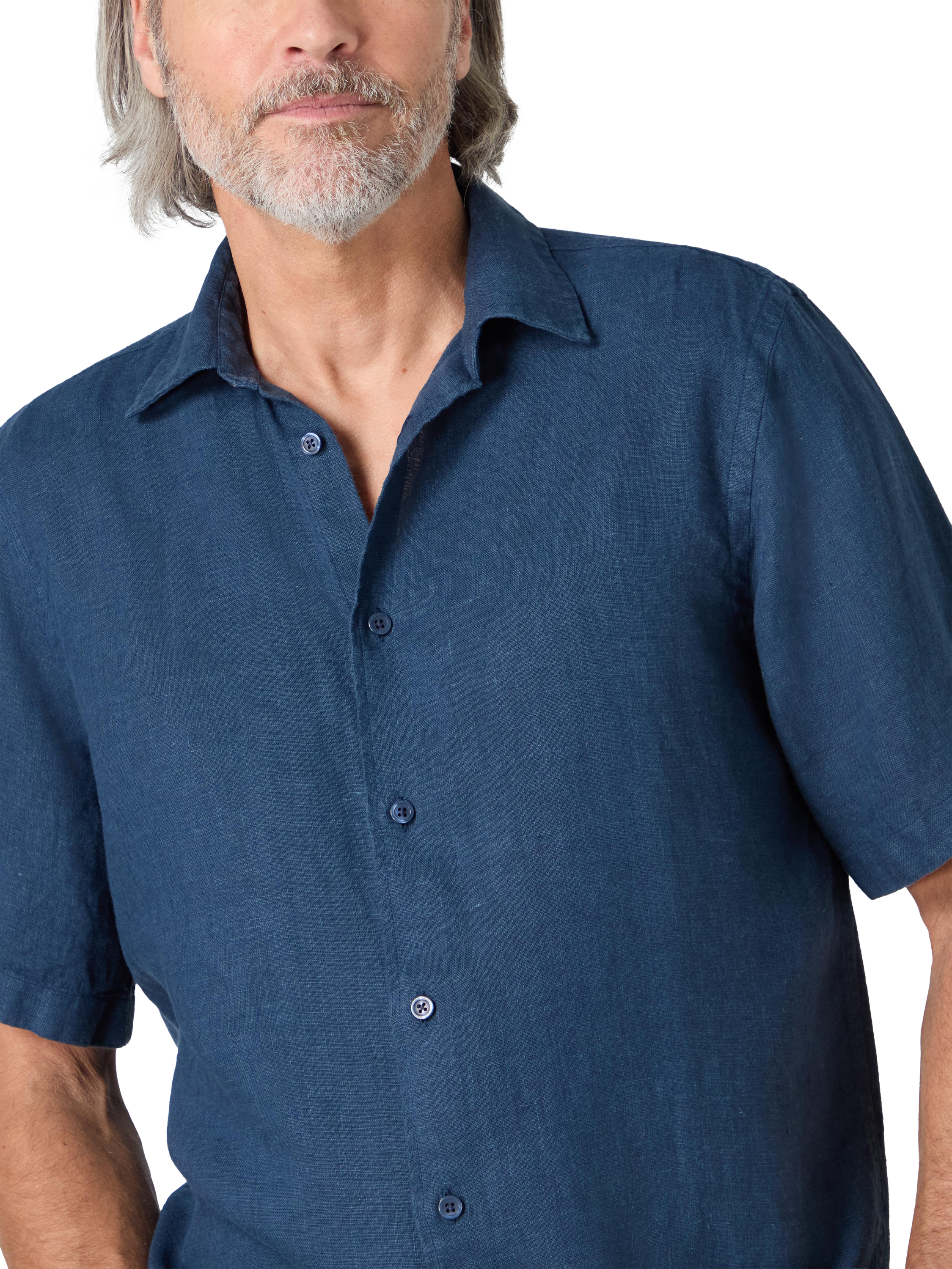 Product image 4 of 4, which shows Oliver Sweeney Somerton Linen Short Sleeve Shirt, Navy, S