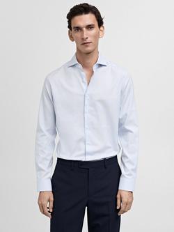 Mango Cotton Slim Fit Shirt, Pastel Blue, Pastel Blue