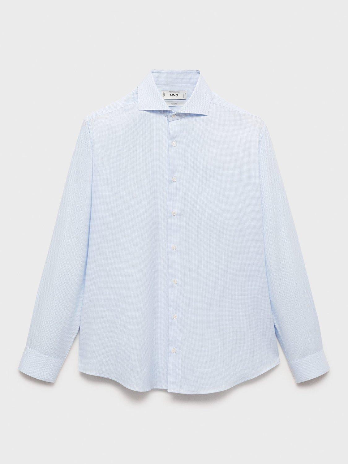 Product image 3 of 8, which shows Mango Cotton Slim Fit Shirt, Pastel Blue, M