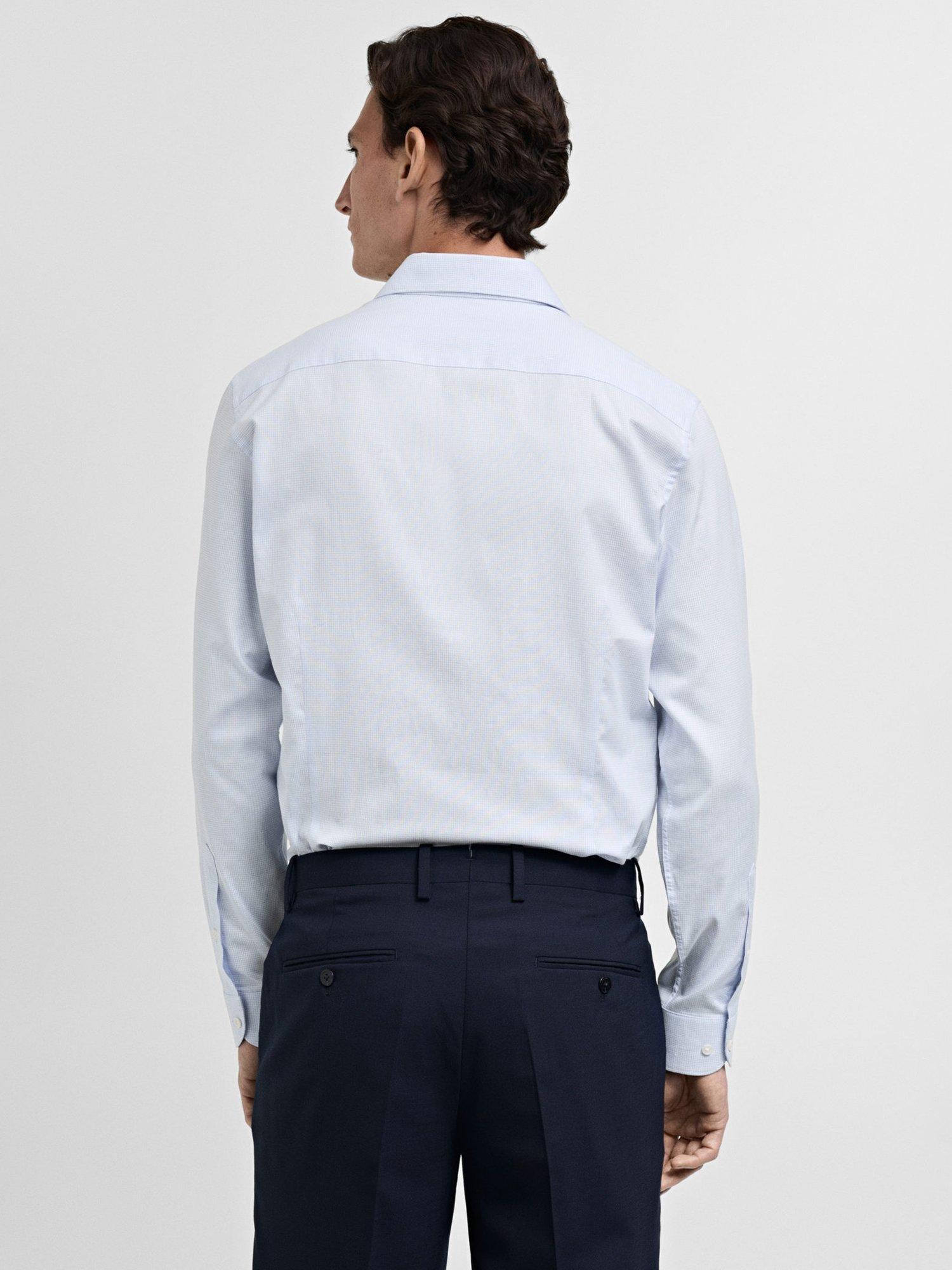 Product image 4 of 8, which shows Mango Cotton Slim Fit Shirt, Pastel Blue, M