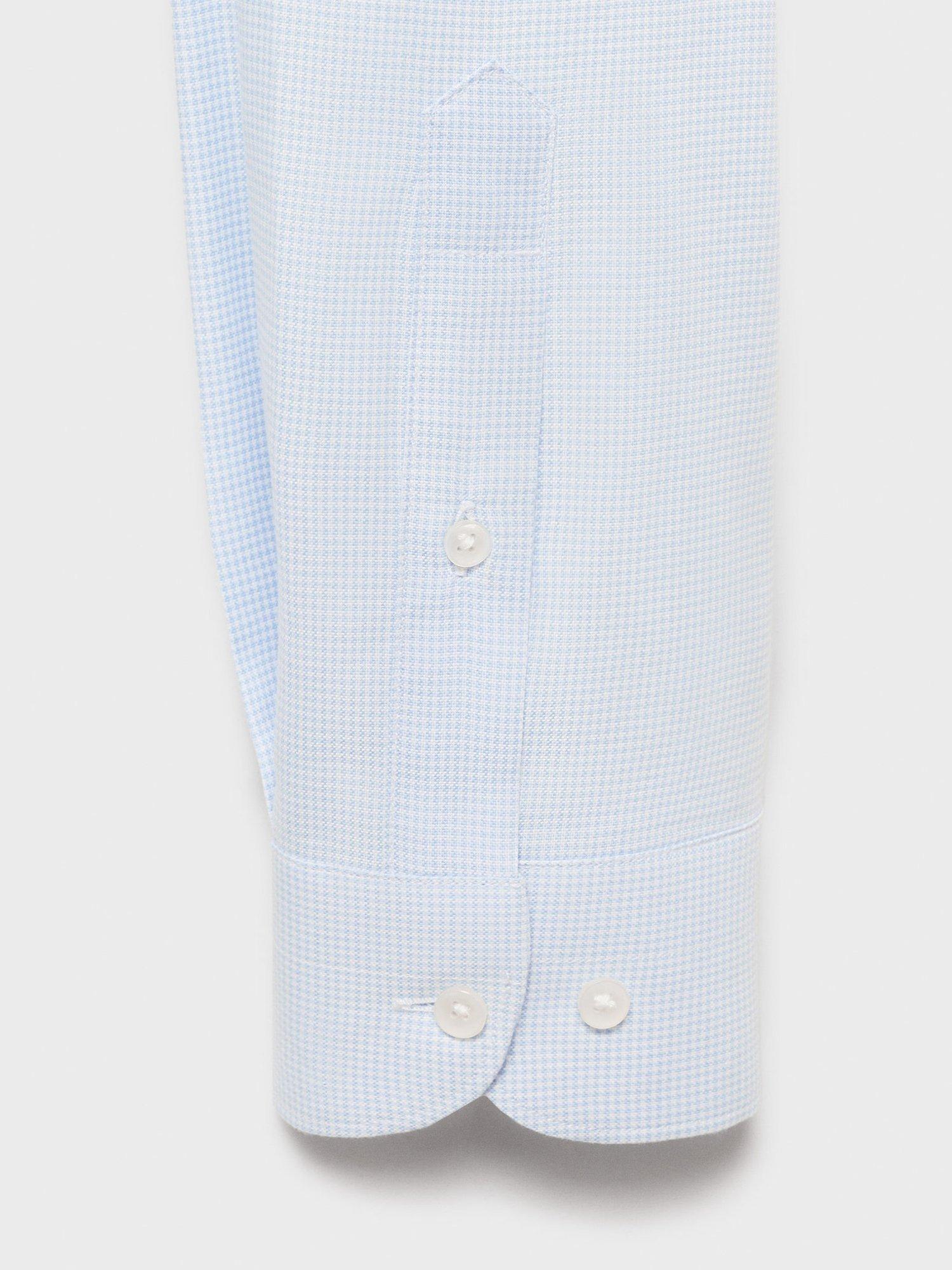 Product image 5 of 8, which shows Mango Cotton Slim Fit Shirt, Pastel Blue, M