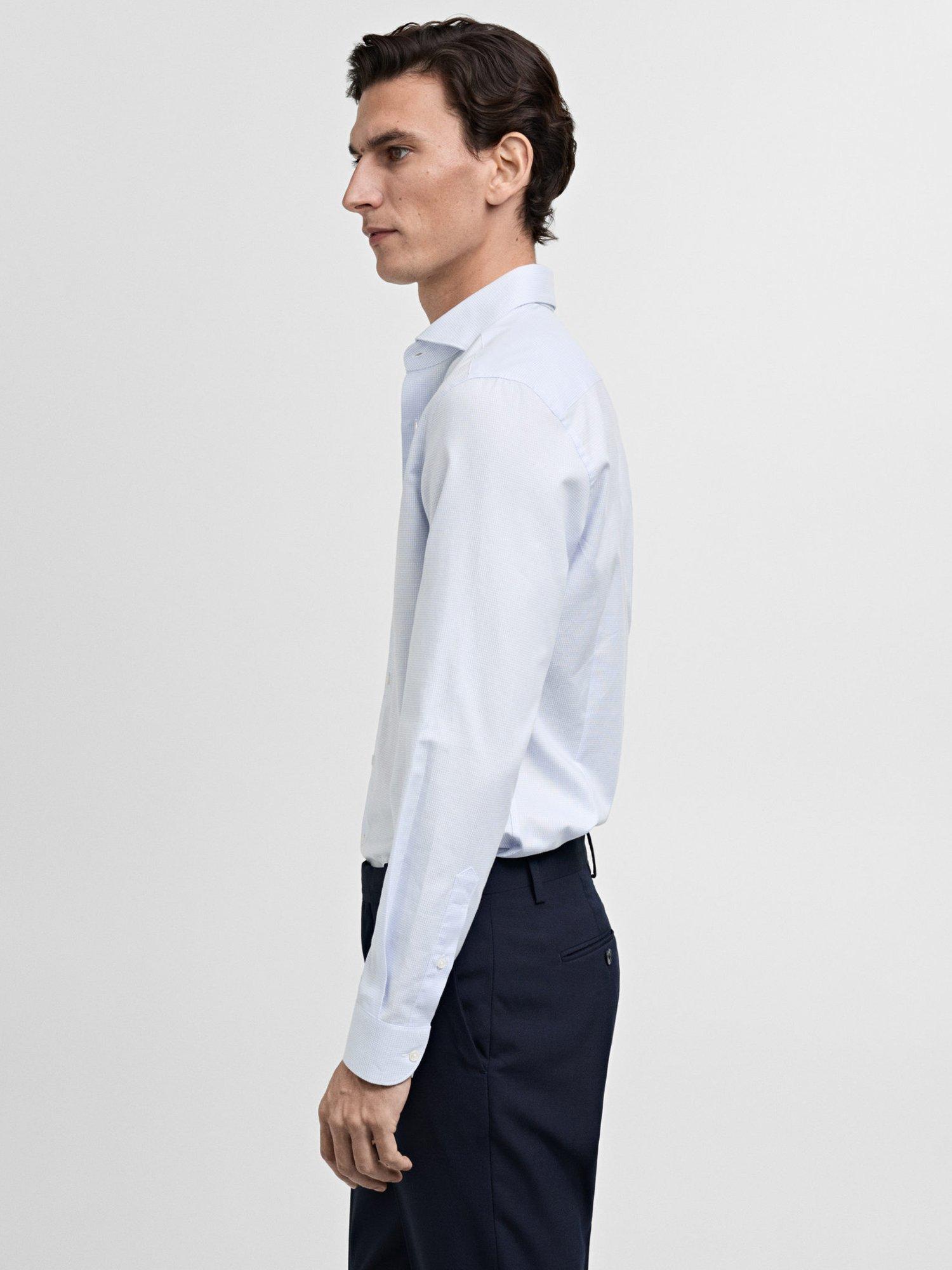 Product image 7 of 8, which shows Mango Cotton Slim Fit Shirt, Pastel Blue, M