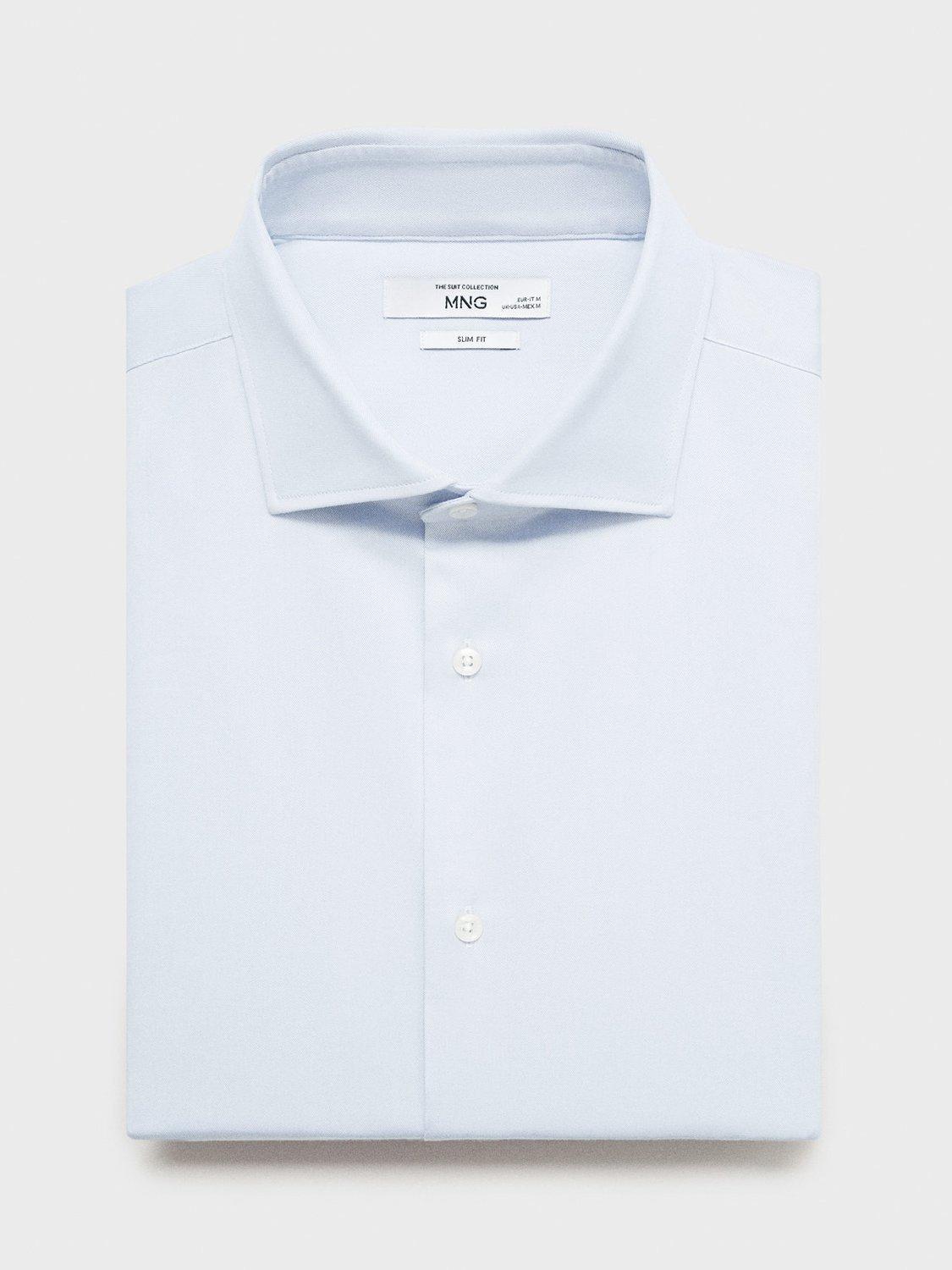 Product image 8 of 8, which shows Mango Masnou Cotton Slim Fit Shirt, Pastel Blue, L