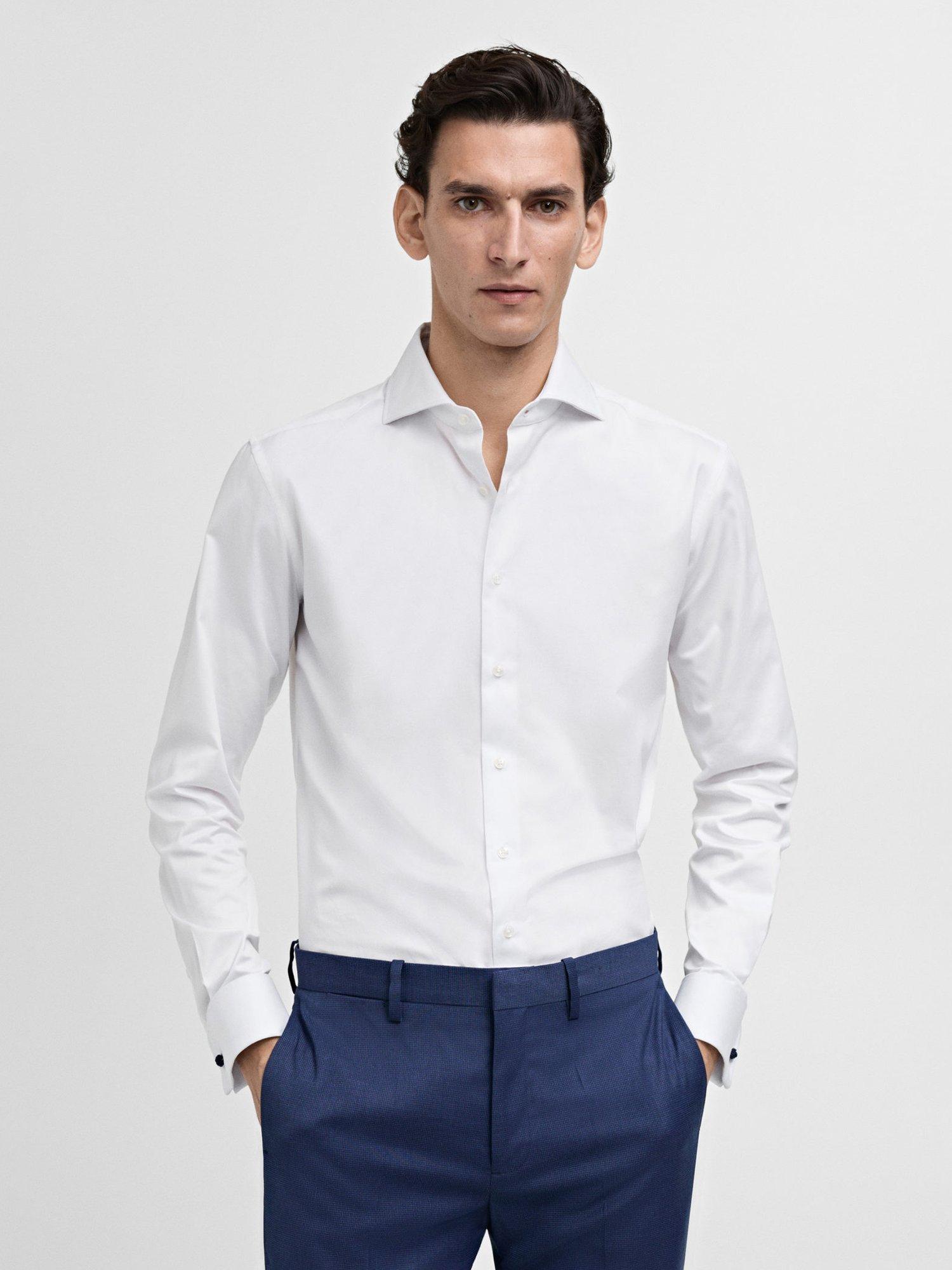 Product image 1 of 8, which shows Mango Masnou Cotton Regular Fit Shirt, White, S