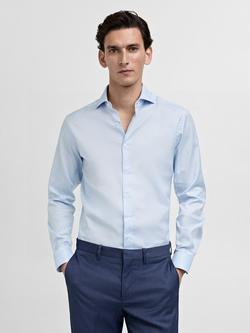 Mango Emporda Cotton Slim Fit Shirt, Pastel Blue, Pastel Blue