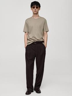 Mango Bellow Cotton Regular Fit Short Sleeve T-Shirt, Beige - view 2, Beige