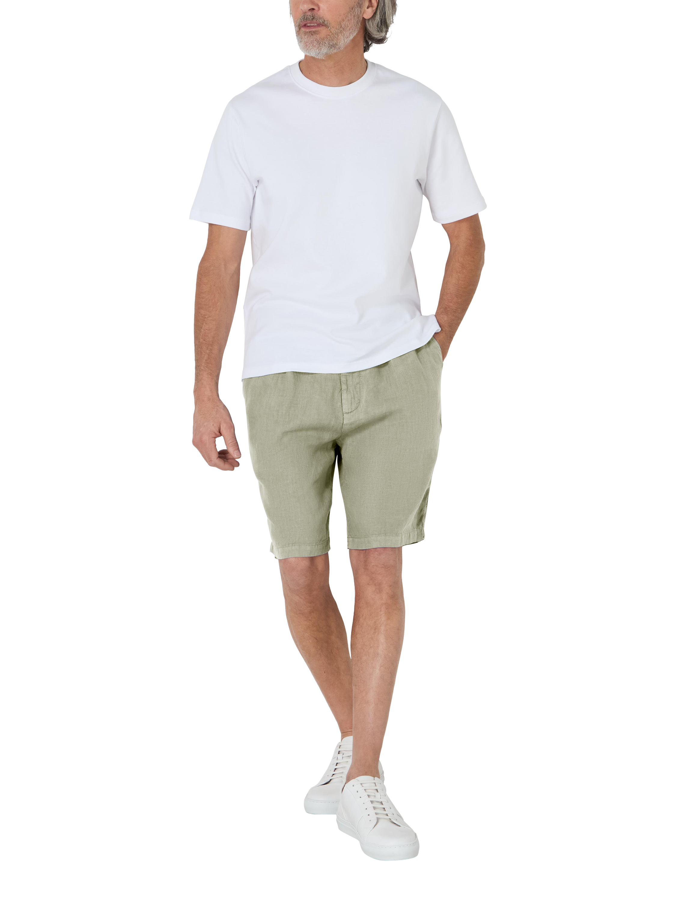 Product image 2 of 4, which shows Oliver Sweeney Malvern Linen Drawstring Relaxed Fit Shorts, Olive, 30R