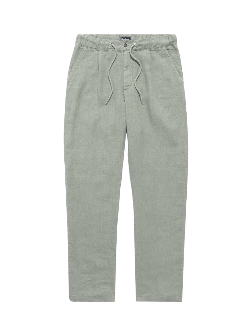 Product image 1 of 4, which shows Oliver Sweeney Frome Linen Drawstring Relaxed Fit Trousers, Olive, 30R