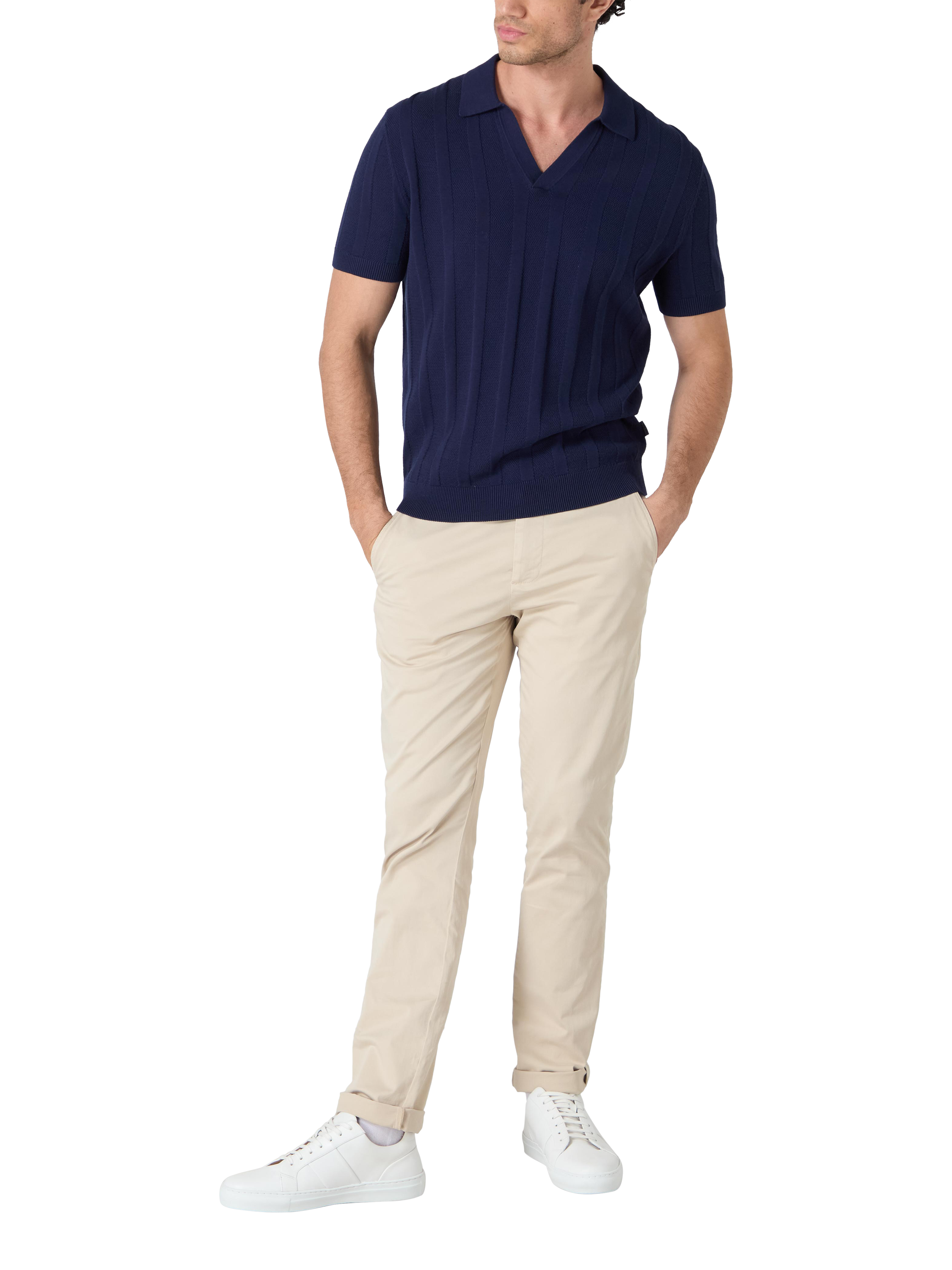 Product image 2 of 4, which shows Oliver Sweeney Hundon Riviera Neck Polo Shirt, Navy, S