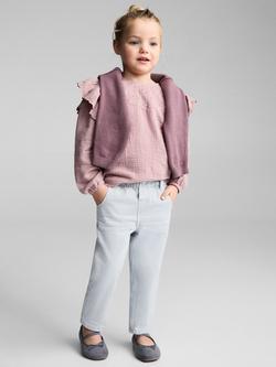 Mango Kids' Paperbag Jeans, Pastel Blue, Pastel Blue