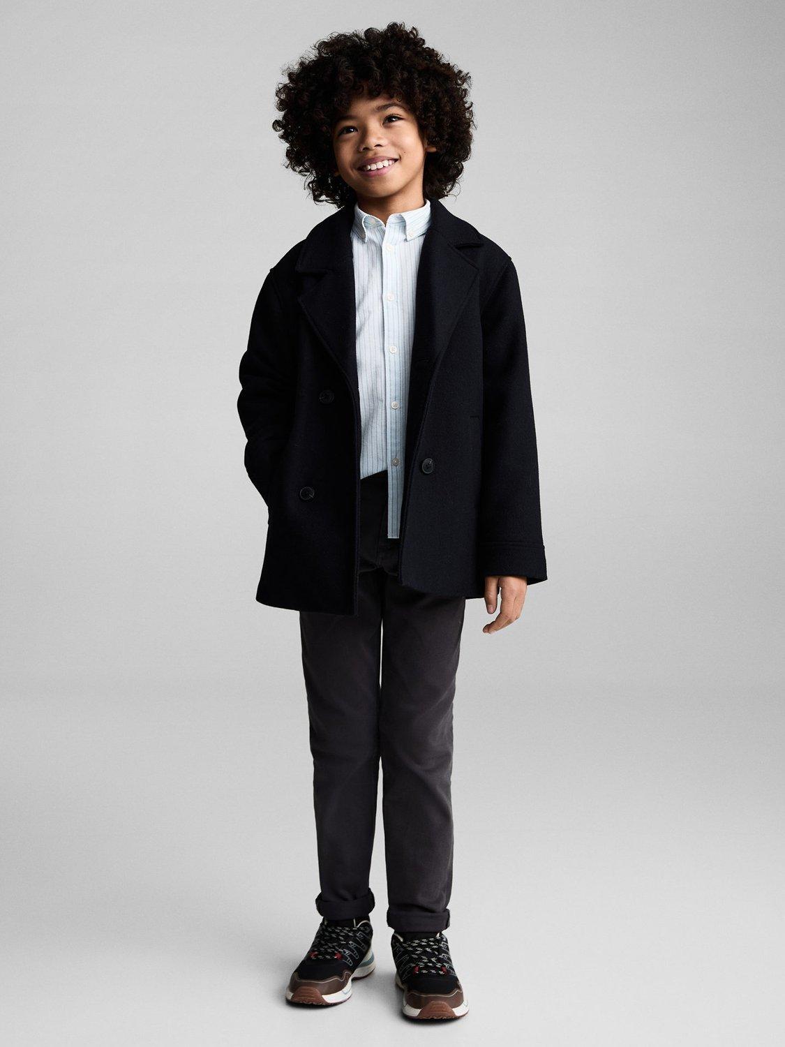 Product image 2 of 7, which shows Mango Kids' Stripe Long Sleeve Oxford Shirt, Turquoise, 6 years