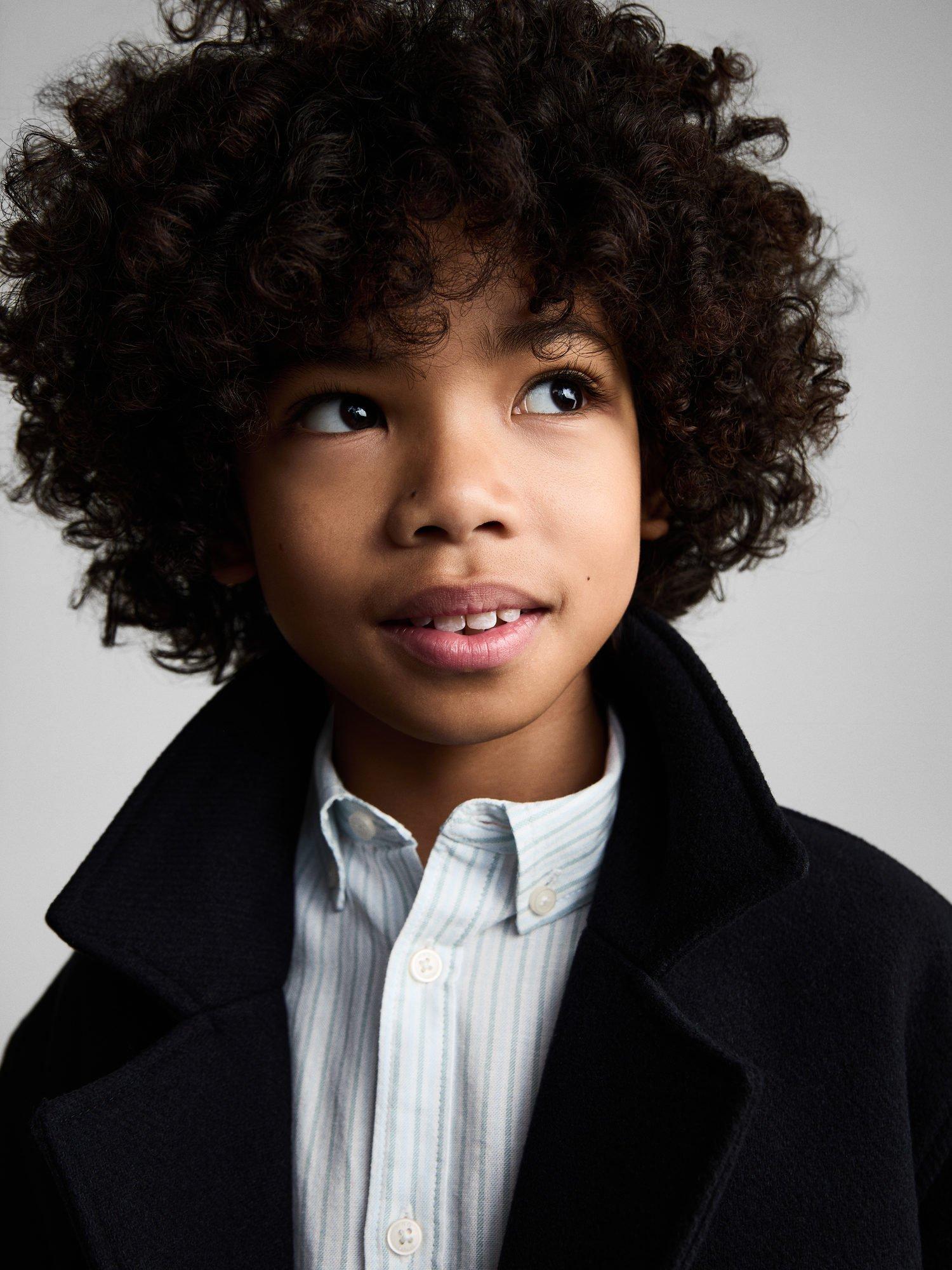 Product image 6 of 7, which shows Mango Kids' Stripe Long Sleeve Oxford Shirt, Turquoise, 6 years