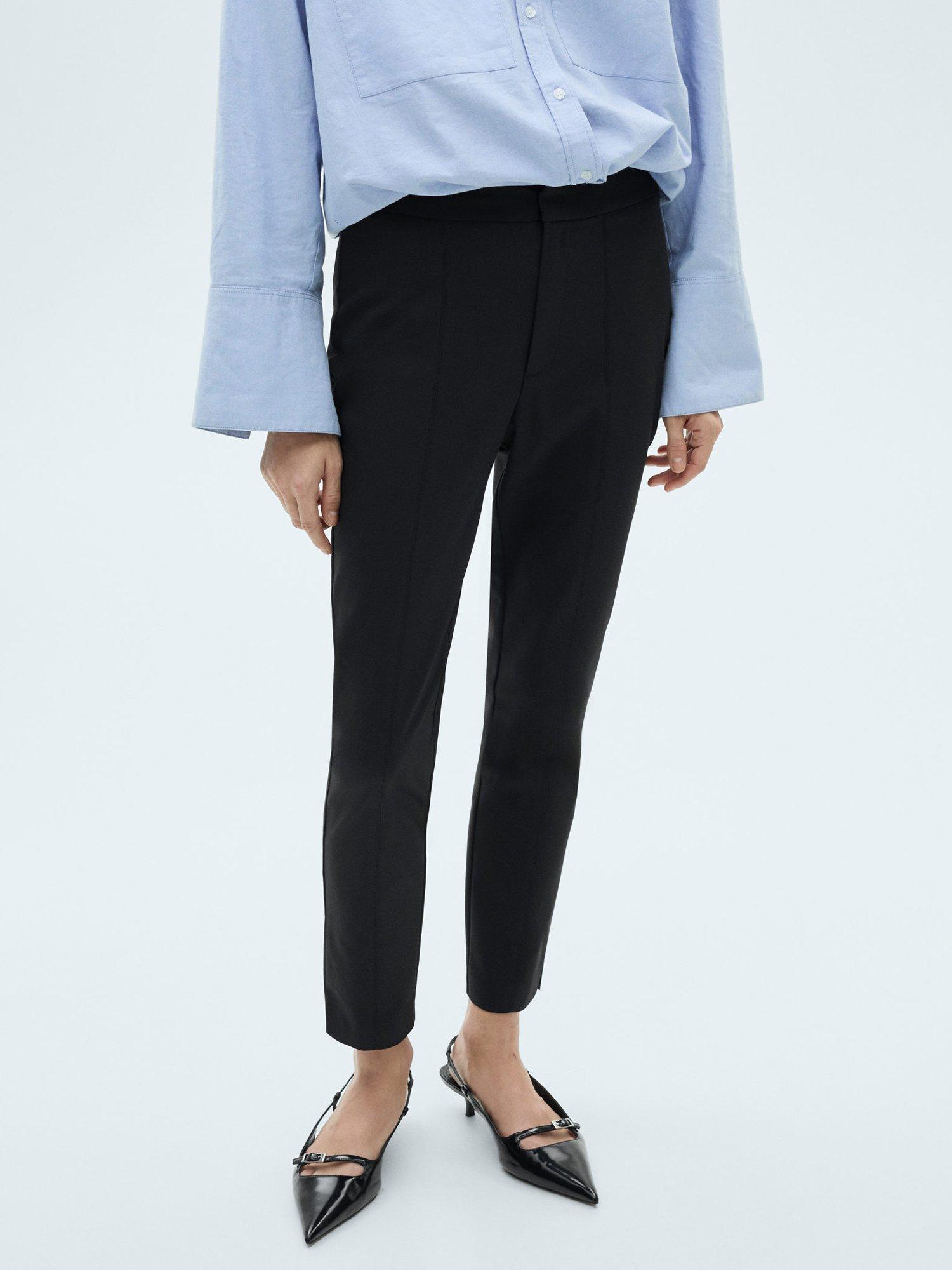 Product image 1 of 7, which shows Mango Malu Straight Trousers, Black, 10