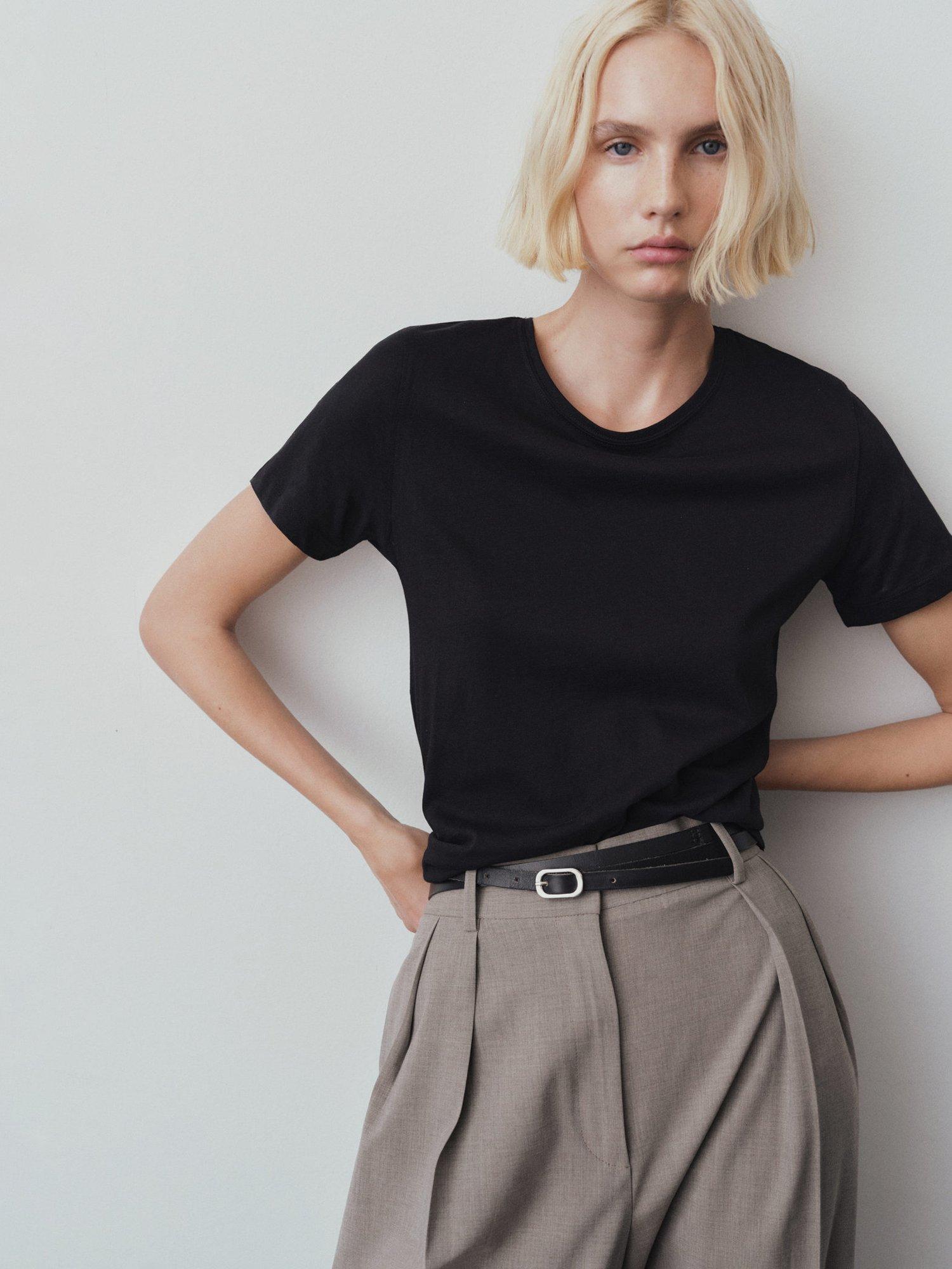 Product image 1 of 7, which shows Mango Chalaca Round Neck T-Shirt, Black, 4XL