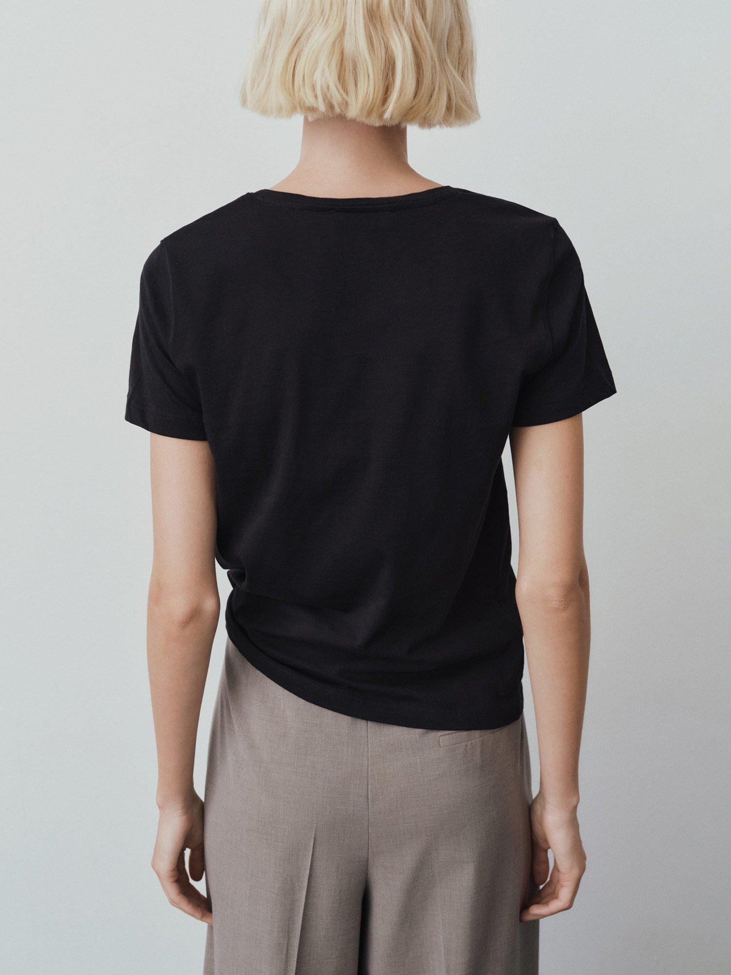 Product image 4 of 7, which shows Mango Chalaca Round Neck T-Shirt, Black, 4XL
