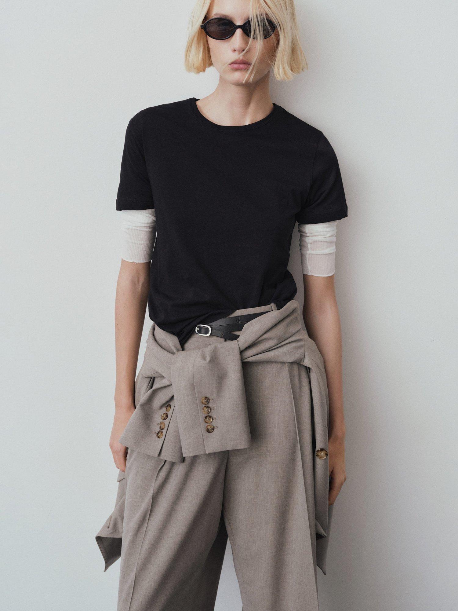 Product image 5 of 7, which shows Mango Chalaca Round Neck T-Shirt, Black, 4XL