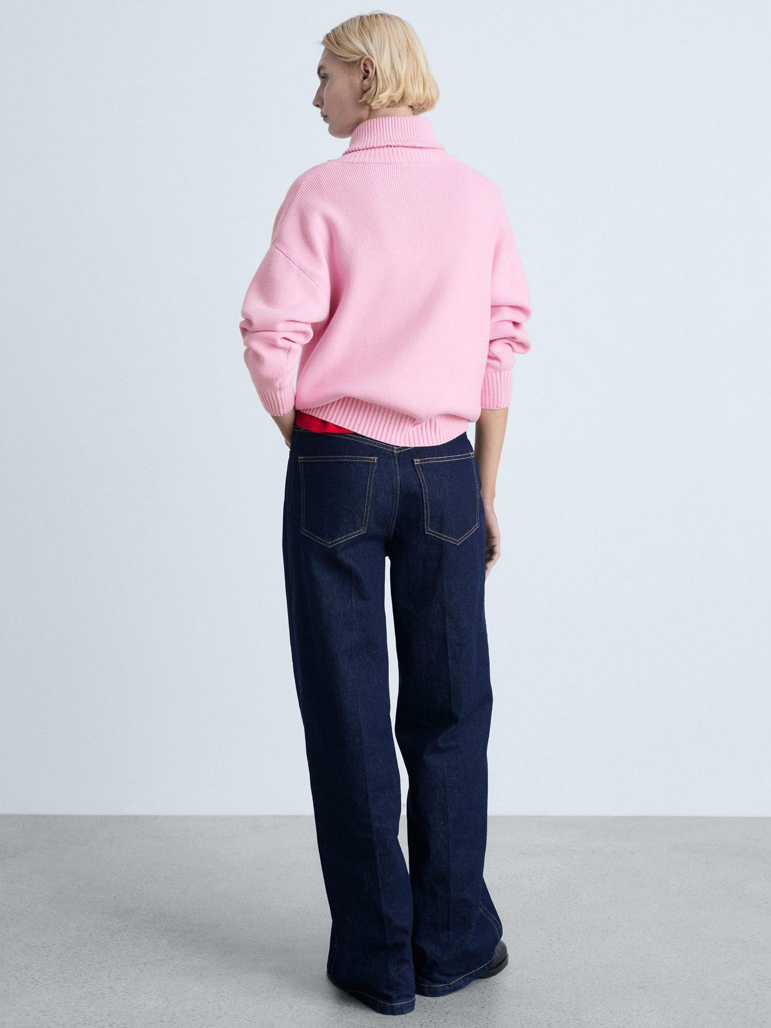 Product image 4 of 7, which shows Mango Tizon Contrast Zip Jumper, Pink, L