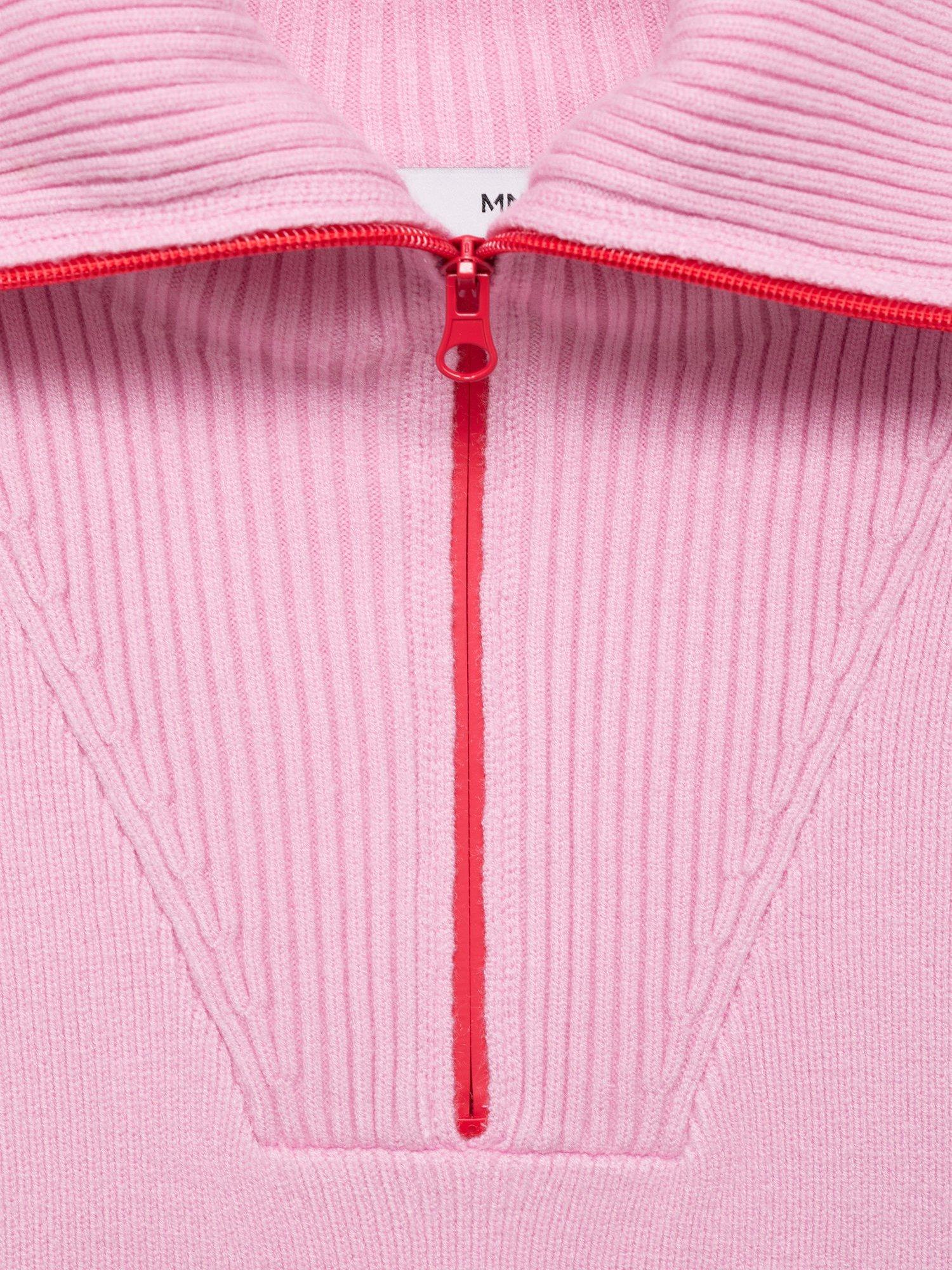 Product image 7 of 7, which shows Mango Tizon Contrast Zip Jumper, Pink, L