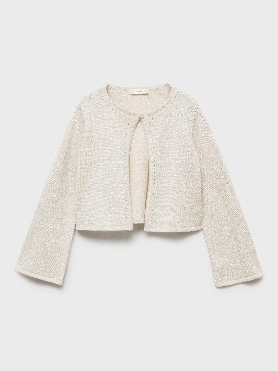 Mango Kids' Aysha Flared Sleeve Cardigan, Light Beige