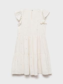 Mango Kids' Luna Cotton Embroidered Tiered Dress, Natural White - view 2, Natural White