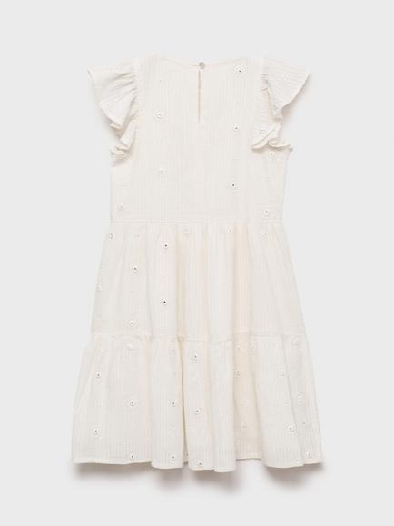 Mango Kids' Luna Cotton Embroidered Tiered Dress, Natural White - view 2, Natural White