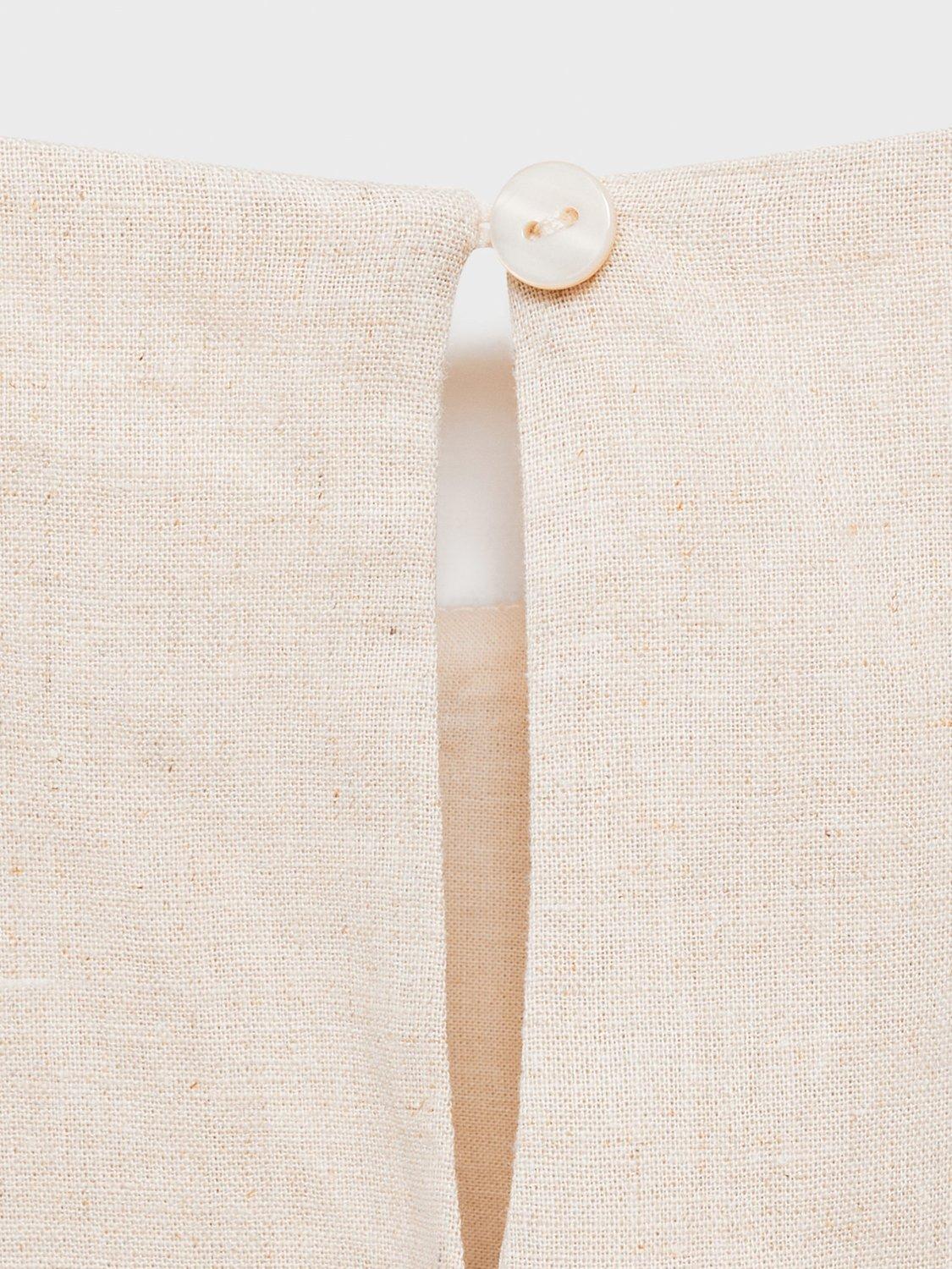 Product image 4 of 4, which shows Mango Kids' Ballet Linen Cotton Blend Dress, Beige, 7 years