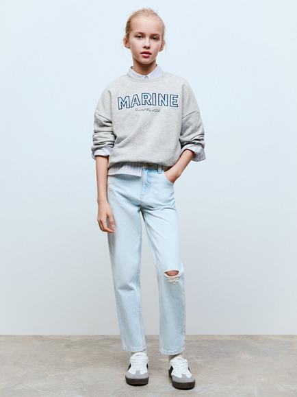 Mango Kids' Marine Sweatshirt, Pastel Grey - view 2, Pastel Grey