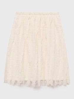 Mango Kids' Elsa Polka Dot Tulle Skirt, Cream, Cream