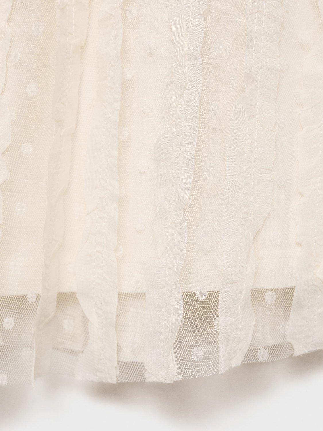 Product image 3 of 4, which shows Mango Kids' Elsa Polka Dot Tulle Skirt, Cream, 5-6 years